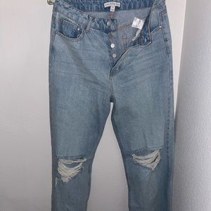 And Now This distressed, high-waist, wide-leg jeans